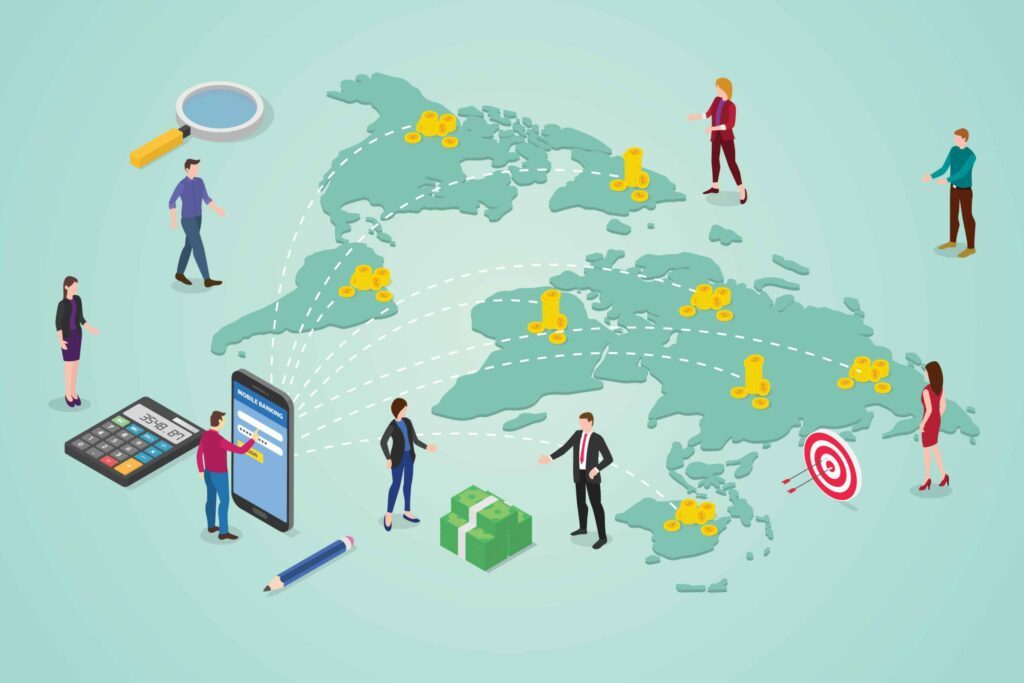 image showing 'people and money located around the world'