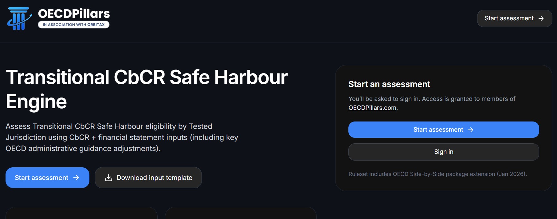 Transitional CbCR Safe Harbour Engine